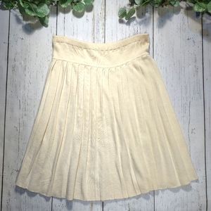 Belford Ivory Pleated Cashmere Wool Skirt
